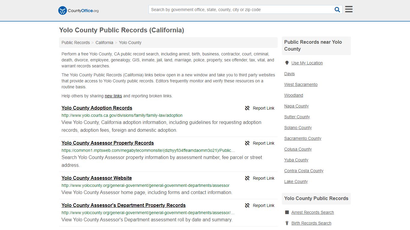 Public Records - Yolo County, CA (Business, Criminal, GIS ...