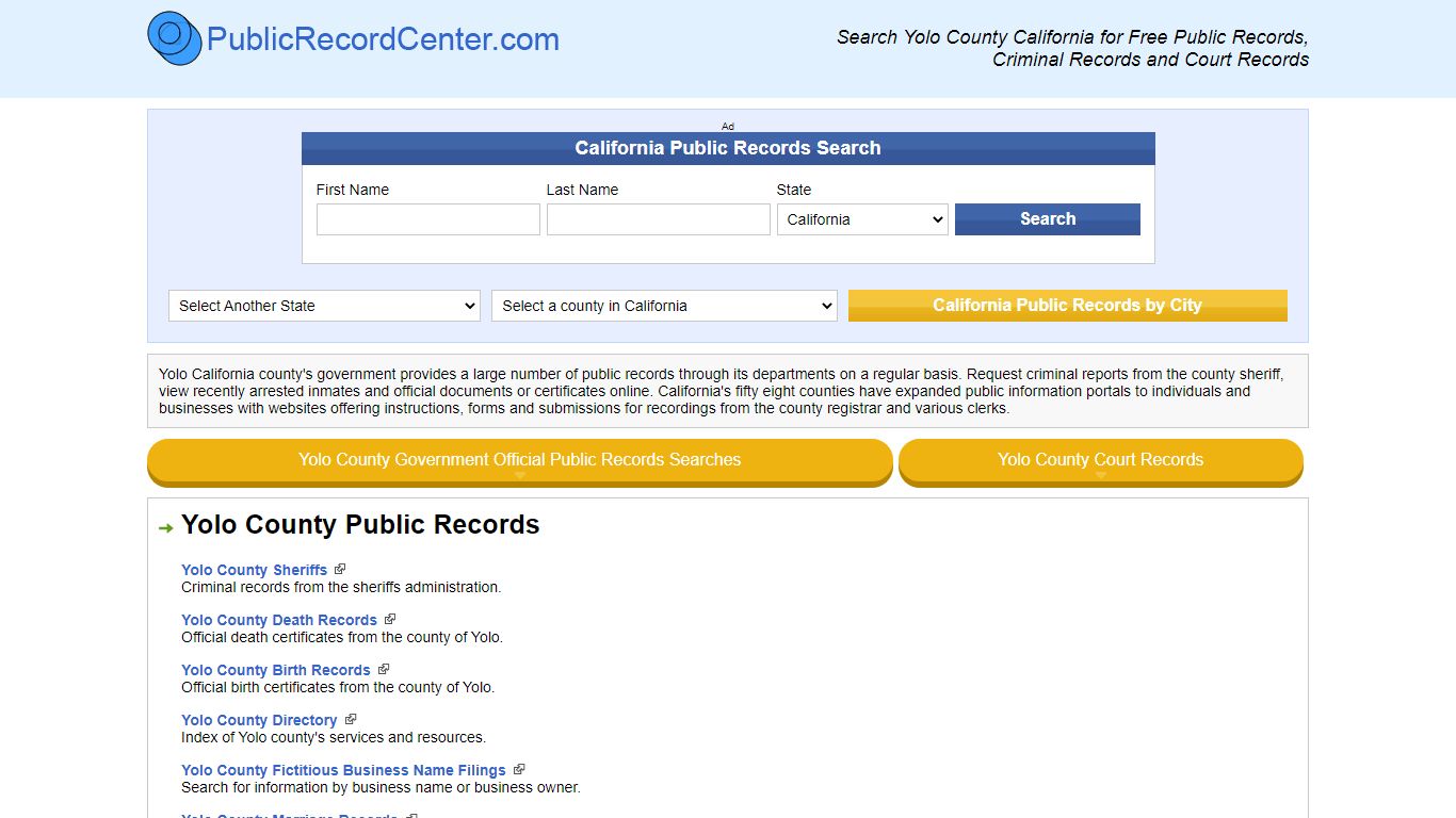 Yolo County California Free Public Records - Court Records ...